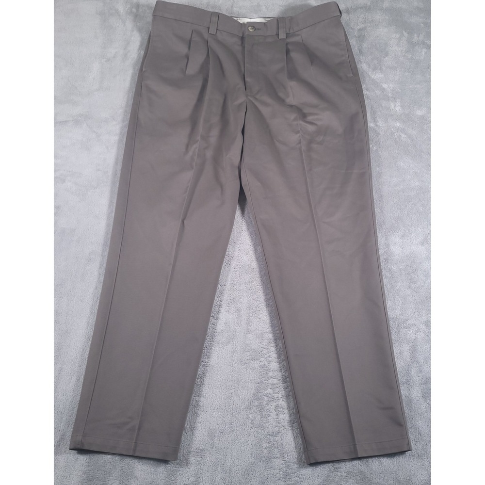 Oak‎ Hill Pants Mens 42x32 Chino Double Pleated Khaki 100% Cotton Straight